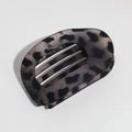 Flat gray leopard print hair claw clip with black spots and acetate finish - Matte Leopard Grey