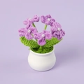 Handmade crochet purple forget-me-not mini potted plant with pearl accents in white pot - Purple Forget-Me-Not (5 Pearl Heads) Potted Plant