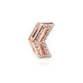 Rose gold V-shaped slider bead charm with sparkling zircon crystals for watch bands - V-Shape Style / Rectangular Hole 10*2mm / Rose Gold