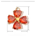 Detail showing clover pendant dimensions 12mm x 14mm with orange heart zircons - Gold Orange Zirconia Clover