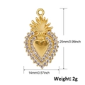 Macro view of gold heart pendant with radial lines and micro-inlaid zircon details - A0198 Pineapple Crown Heart