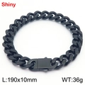 Polished black stainless steel Cuban link bracelet with 10mm width and sleek matte finish - Black Plated (KB188113-Z)