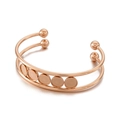 Rose gold double-layer open cuff bracelet with five round DIY settings for women - Style A (KLJ5763-Z) / Rose Gold