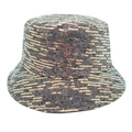 Close-up of shimmering iridescent sequins on a bucket hat showing metallic color gradients - M (56-58cm) / Marl Grey