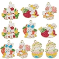 Cartoon Easter bunny and egg enamel charms for DIY jewelry making in assorted styles - Mixed Easter Eggs Rabbits (SN660)