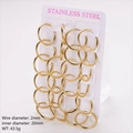 2mm thick 18K gold plated stainless steel hoop earrings in a polished golden finish - 12 Pairs/Pack (Inner Diameter 20mm) / Gold