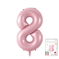 Pearly pink number 8 foil balloon for parties, 40 inch glossy metallic finish - 40-inch Pearlescent Powder 8-piece Paper Card