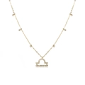Libra zodiac pendant necklace in gold finish with sparkling zircon pave setting - Libra