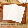 White greaseproof paper bags 21x25cm, 100pcs pack for food baking and toast packaging - Greaseproof Paper Bag / 21*25CM / White