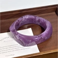 Translucent purple marble resin bangle with a modern rounded square geometric design - Geometric Rhombus / Inner Diameter 65mm / Grape Purple