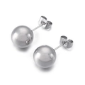 Minimalist stainless steel ball stud earrings with a polished silver finish for women - Steel Color Round Ball Stud Earrings 8mm(KLJ584-Z)