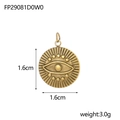 Detail view of 1.6cm golden evil eye pendant with embossed pattern and dimensions - FP29081D0W0-Retro Gold Round Eye