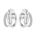 Boucles d'oreilles créoles triples croisées en argent S925 avec zircons brillants - Triple Créole en Croix 4102