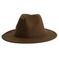 Detailed close-up of dark brown wool felt fedora showing the texture and indented crown - M (56-58cm) / Coffee