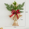 Christmas gold bell wall ornament with red ribbon bow and pine needles 36cm x 21cm - Red Bow Bell