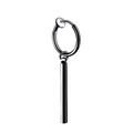 Minimalist black stainless steel drop earring with a sleek cylindrical bar pendant - Square Bar Clip / Black