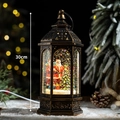 30cm vintage bronze Christmas lantern with Santa, tree and swirling snow light effects - Large Hexagon Santa Claus