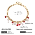 18K gold plated stainless steel bracelet with fruit charms and white baroque pearl - Necklace