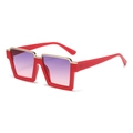 Chic square oversized sunglasses with red frames and purple gradient lenses - Red Frame Grey Pink Gradient