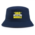 Dark blue DAD MADE OF MUSCLE printed cotton bucket hat for outdoor sports and gym - Navy Blue