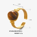 Vintage roestvrijstalen ring met ronde tijgeroogsteen en goudkleurige finish - Tijgeroog Stijl (1172G-2)