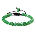 Detail von 6mm grünen Achatperlen mit verstellbarem schwarzem Textilband am Yoga-Armband - Grüner Achat
