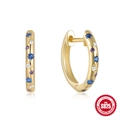 S925 sterling silver hoop earrings with gold plating and star moon zircon stones - Colorful Star Moon Pattern / Gold
