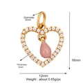 Golden heart pendant with white zircons and pink teardrop crystal measuring 12x16mm - L266559-Pink Rhinestone Frame Pink Droplet Heart