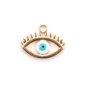 Creative blue evil eye alloy pendant in gold plating for DIY jewelry making - 10pcs White Eyelash Evil Eye Hollow Pendants