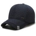 Men's winter baseball cap in navy blue with diamond quilted fabric and ear protection - One Size(Adjustable) / Navy Blue