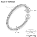 Bracciale rigido in acciaio al titanio argento con design a corda intrecciata - Color Acciaio