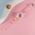 Pink cartoon mermaid quartz watch for kids with 3D embossed silicone wavy strap - Mermaid / Pink