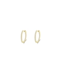 Classic 925 sterling silver hoop earrings with shimmering gold finish and zircon stones - 925 Silver / Gold Color White Stone