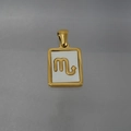 Golden Scorpio zodiac necklace with white shell inlay pendant on minimalist steel chain - Scorpio
