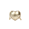 Glossy golden heart-shaped evening clutch bag with faceted geometric surface and chain - Gold