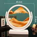 Moving sand art decor with orange sand and white frame, 20.2cm wide and 21.4cm high - 8 Inch White Frame Rotate Yellow