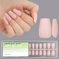 300 pieces of nude pink soft gel nail tips in 15 sizes with storage box, matte finish - 300 Pcs / Short Trapezoid 01 (MS-H004-01)