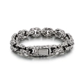 Retro hammered texture square link stainless steel bracelet for men in silver finish - Steel Color (KB167700-KJX)