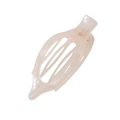 Translucent pale pink leaf-shaped resin hair claw clip with golden metal spring for women - Glossy White