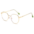 Montura de gafas cuadrada en metal dorado con terminales antideslizantes verde oscuro - Marco Dorado