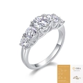 Anello classico in argento S925 con 5 moissaniti rotonde e certificato GRA incluso - US 5 / Moissanite 1ct (con Certificato GRA)