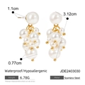 Golden stainless steel pearl drop earrings with dimensions 3.12cm x 1.1cm for women - Cluster Pearl Drop Earrings (JDE2403030)