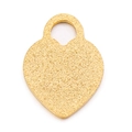 Ciondolo a forma di cuore dorato con trama in metallo satinato per creazione di gioielli - Cuore Oro Opaco (KLJ6466-Z)