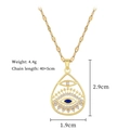 Goldene Teufelsauge-Halskette mit Tropfenanhänger, blauem Edelstein und Zirkonia-Details - Titanstahlkette + Kupferanhänger / Böser Blick Wassertropfen Anhänger (E534)