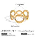Zweifarbiger Edelstahl-Gliederkettenring in Gold und Silber für Damen-Schmuck - Zweifarbiger Gold- und Silber-Hohlglied-Stil (JDR0106004-PS-7)