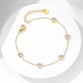 Bracelet élégant en acier inoxydable doré avec cinq pierres en zircone rondes - Style Zircone Blanc (AKS407)