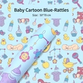 Blue baby themed gift wrapping paper roll with bear and duck patterns 50x70 cm - Blue - Bear