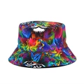 Colorful bucket hat with psychedelic graffiti print and wide brim for sun protection - M (56-58cm) / Abstract Colorful Full Print (12)