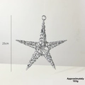 Sparkling 25cm silver glitter star Christmas ornament with 103g lightweight design - 25cm / Silver