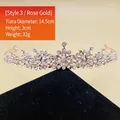 Elegant rose gold alloy tiara with white rhinestones on black velvet display - Style 2 (Rose Gold)
